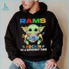 Autism Los Angeles Rams Baby Yoda Rockin To A Different Tune Shirt
