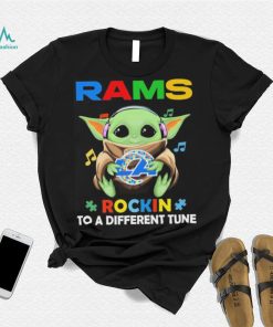 Autism Los Angeles Rams Baby Yoda Rockin To A Different Tune Shirt