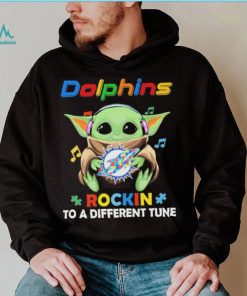 Autism Miami Dolphins Baby Yoda Rockin To A Different Tune Shirt