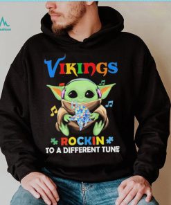Autism Minnesota Vikings Baby Yoda Rockin To A Different Tune Shirt