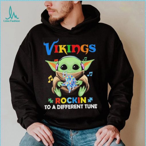 Autism Minnesota Vikings Baby Yoda Rockin To A Different Tune Shirt