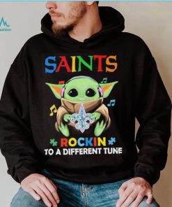 Autism New Orleans Saints Baby Yoda Rockin To A Different Tune Shirt