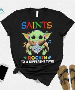 Autism New Orleans Saints Baby Yoda Rockin To A Different Tune Shirt