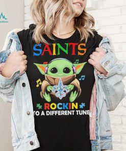 Autism New Orleans Saints Baby Yoda Rockin To A Different Tune Shirt