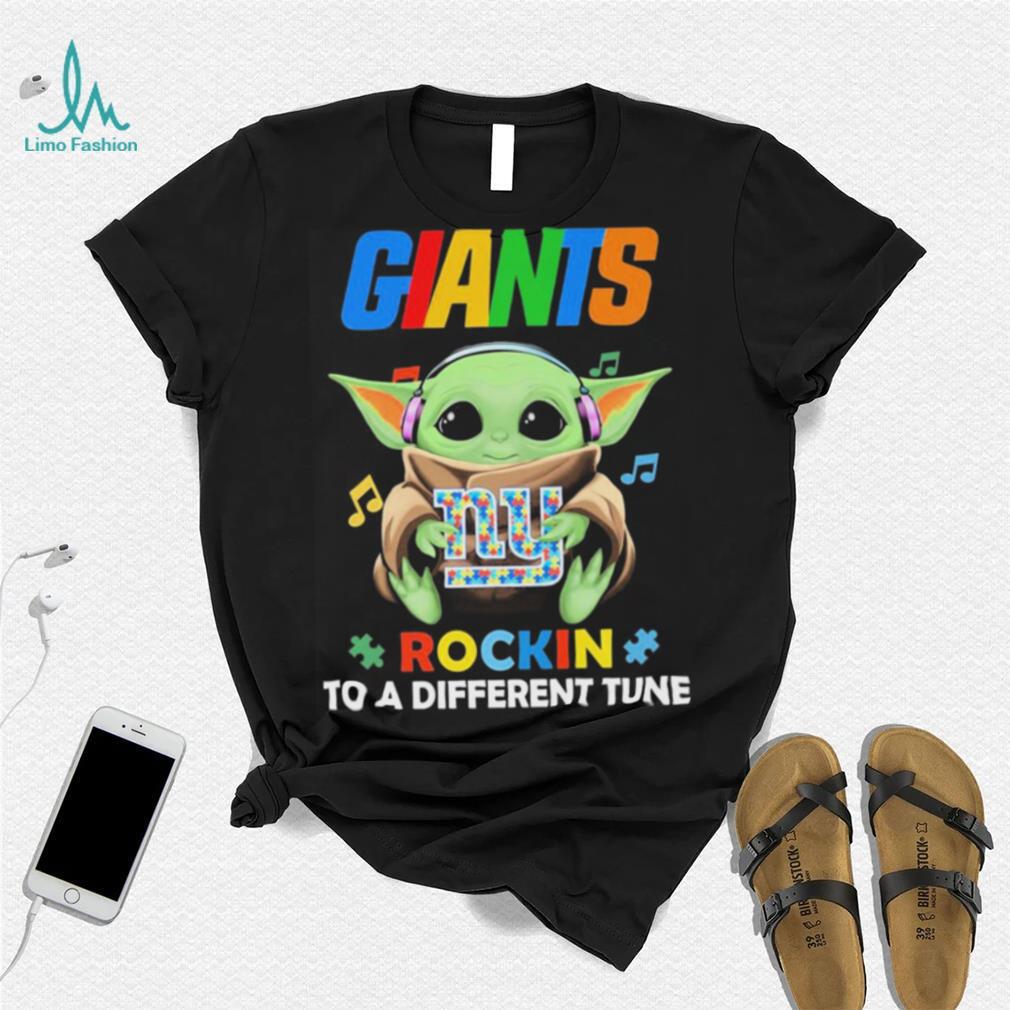 Autism New York Giants Baby Yoda Rockin To A Different Tune Shirt Autism New York Giants Baby Yoda Rockin To A Different Tune Shirt