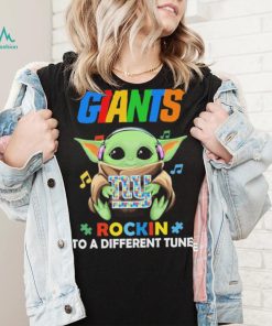 Autism New York Giants Baby Yoda Rockin To A Different Tune Shirt