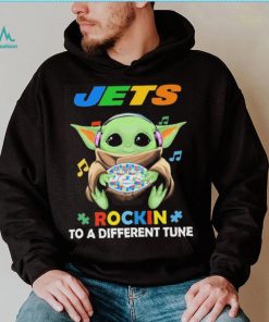 Autism New York Jets Baby Yoda Rockin To A Different Tune Shirt
