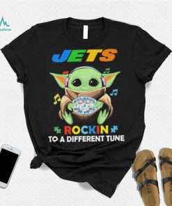 Autism New York Jets Baby Yoda Rockin To A Different Tune Shirt