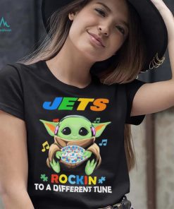 Autism New York Jets Baby Yoda Rockin To A Different Tune Shirt