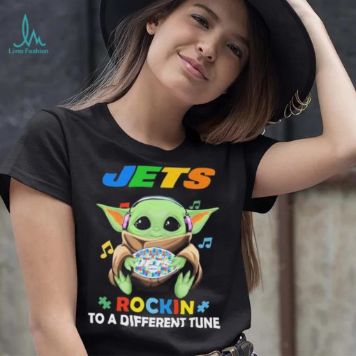 Autism New York Jets Baby Yoda Rockin To A Different Tune Shirt