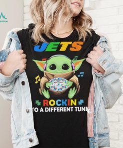 Autism New York Jets Baby Yoda Rockin To A Different Tune Shirt