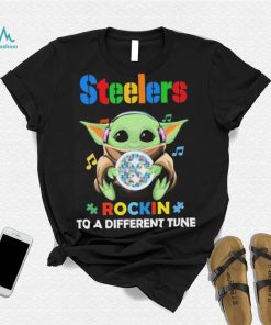 Autism Pittsburgh Steelers Baby Yoda Rockin To A Different Tune Shirt
