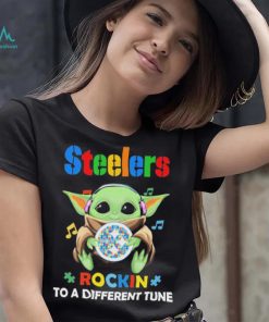 Autism Pittsburgh Steelers Baby Yoda Rockin To A Different Tune Shirt