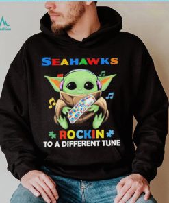 Autism Seattle Seahawks Baby Yoda Rockin To A Different Tune Shirt