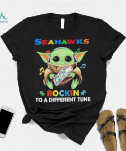 Autism Seattle Seahawks Baby Yoda Rockin To A Different Tune Shirt