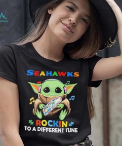 Autism Seattle Seahawks Baby Yoda Rockin To A Different Tune Shirt