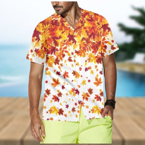 Autumn Leaves On White Thanksgiving Hawaiian Shirts