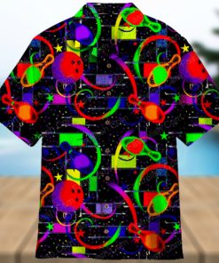 Awesome Bowling In Space Colorful Light Aloha Hawaiian Shirt