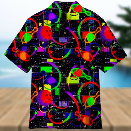 Awesome Bowling In Space Colorful Light Aloha Hawaiian Shirt