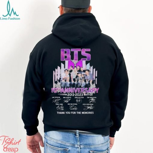 BTS 10th Anniversary 2013 – 2023 Signature Thank You For The Memories T Shirt
