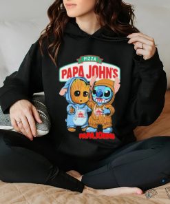 Baby Groot and Stitch Pizza Papa John’s shirt