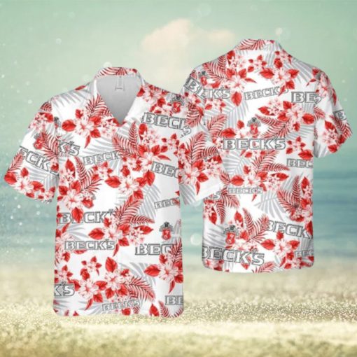 Beck’s Beer Tropical Flower Pattern Limited Hawaiian Shirt Beach Lovers Gift