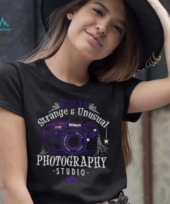 Beetlejuice Lydia’s Strange and Unusual Photography Studio logo shirt
