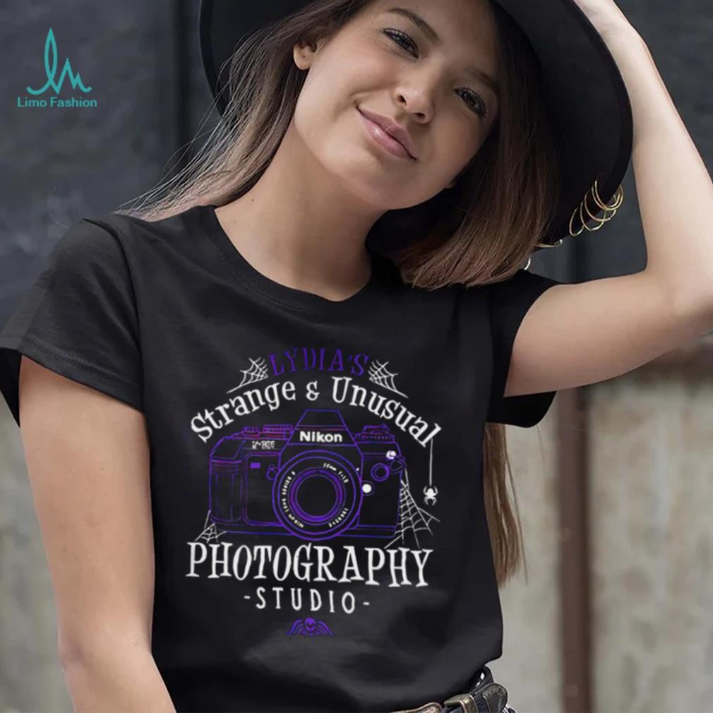 Beetlejuice Lydia’s Strange and Unusual Photography Studio logo shirt Beetlejuice Lydia’s Strange and Unusual Photography Studio logo shirt