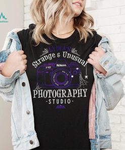 Beetlejuice Lydia’s Strange and Unusual Photography Studio logo shirt