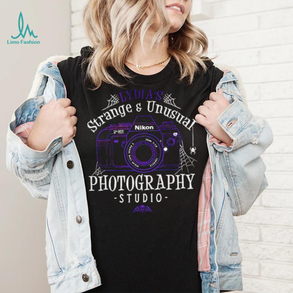 Beetlejuice Lydia’s Strange and Unusual Photography Studio logo shirt Beetlejuice Lydia’s Strange and Unusual Photography Studio logo shirt