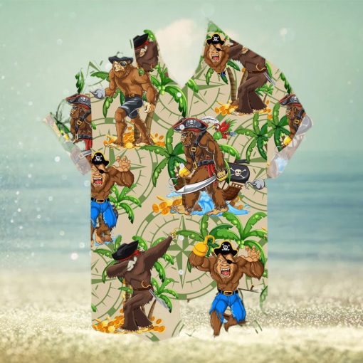 Bigfoot PirateShort Sleeve Aloha Hawaiian Shirt Summer Gift For Men And Women