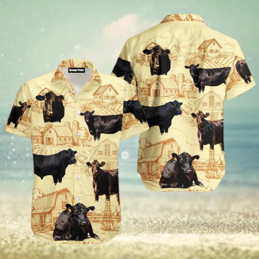 Black Angus Cattle Lovers Farm Hawaiian Shirts