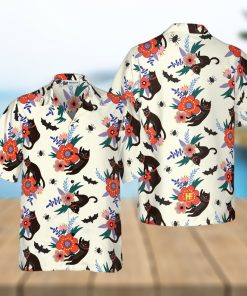 Black Bats And Cats Hawaiian Shirt