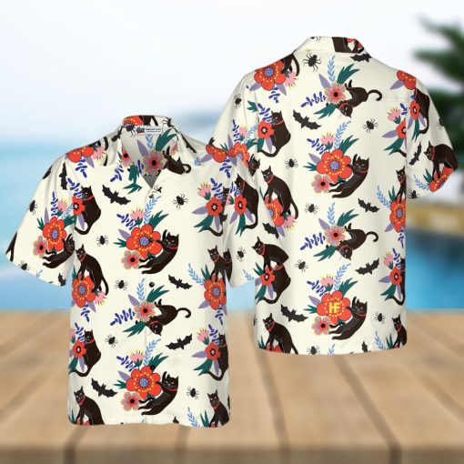 Black Bats And Cats Hawaiian Shirt