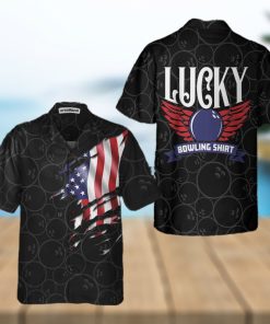 Black Bowling American Flag Pattern Hawaiian Shirt