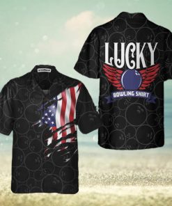 Black Bowling American Flag Pattern Hawaiian Shirt