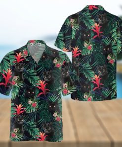 Black Cat And Tropical Pattern Hawaiian Shirt