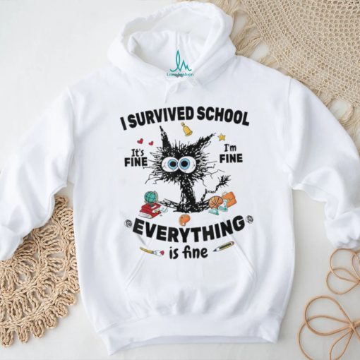Black Cat I Survived School It’s Fine Everything Is Fine Shirt