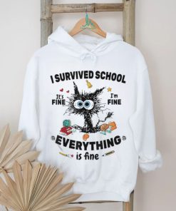 Black Cat I Survived School It’s Fine Everything Is Fine Shirt