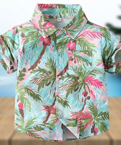 Boys Hawaiian Shirts Button Down Short Sleeve Beach Aloha Shirt Tops for Kids