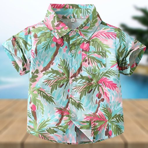 Boys Hawaiian Shirts Button Down Short Sleeve Beach Aloha Shirt Tops for Kids