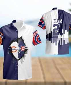 Chicago Bears And Chicago Cubs Heartbeat Love Summer Gift Hawaiian Shirt For Men And Women