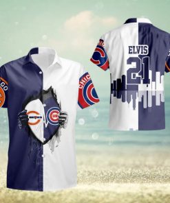 Chicago Bears And Chicago Cubs Heartbeat Love Summer Gift Hawaiian Shirt For Men And Women