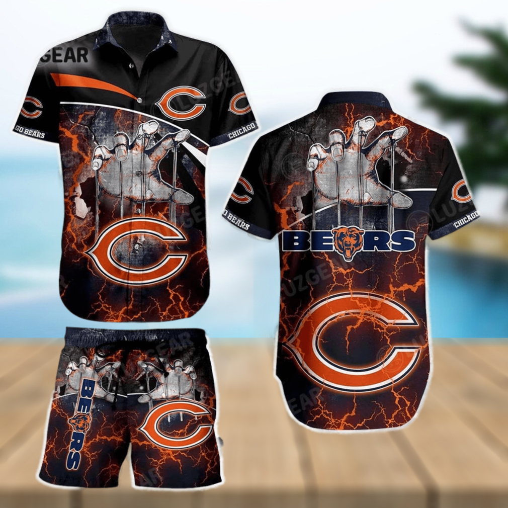 Chicago Bears Logo Summer Hawaiian Shirt And Short - YesItCustom