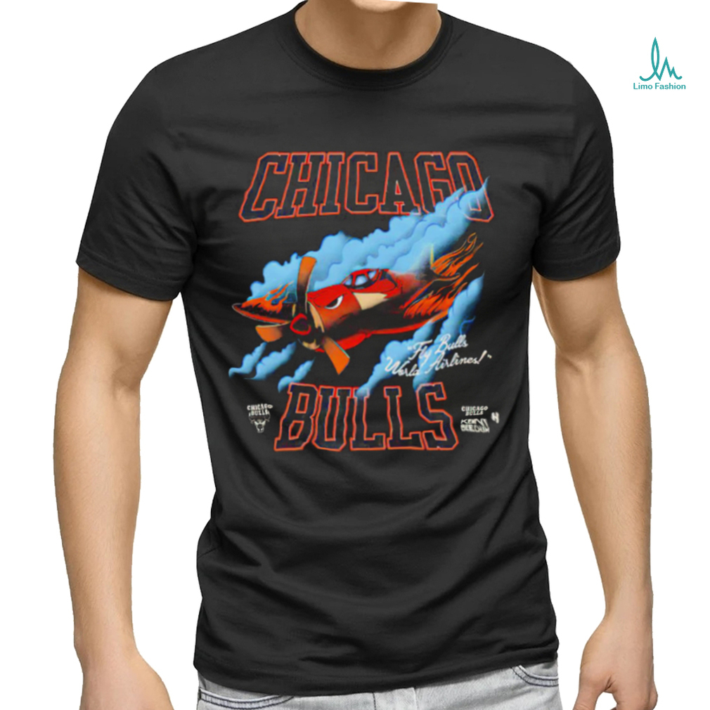 Chicago Bulls Airlines fly Bulls world Airlines logo shirt