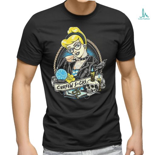 Cinderella tattoo Curfew Sucks cartoon shirt