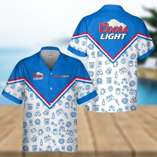 Coors Light Beer Hawaiian Shirt Drawing Pattern