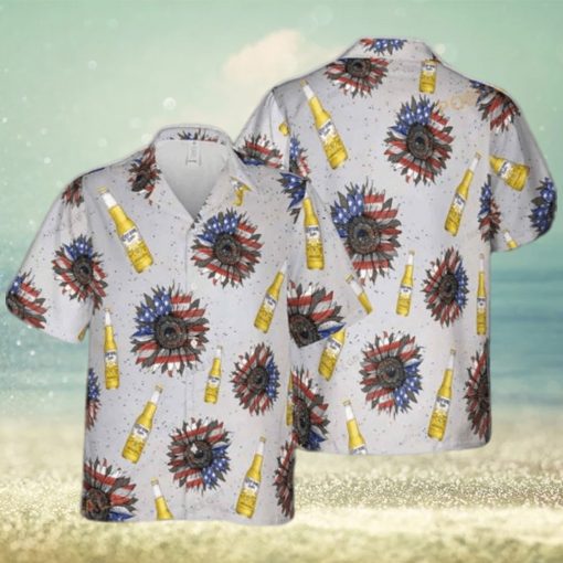 Corona Light SuNFLowered 4th Of July 3D Funny Hawaiian Shirt