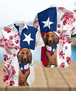 Dachshund Texas Flag Hawaiian Shirt