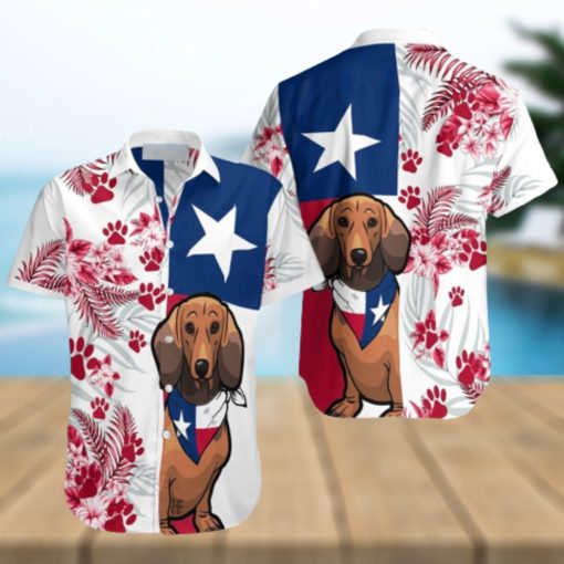 Dachshund Texas Flag Hawaiian Shirt